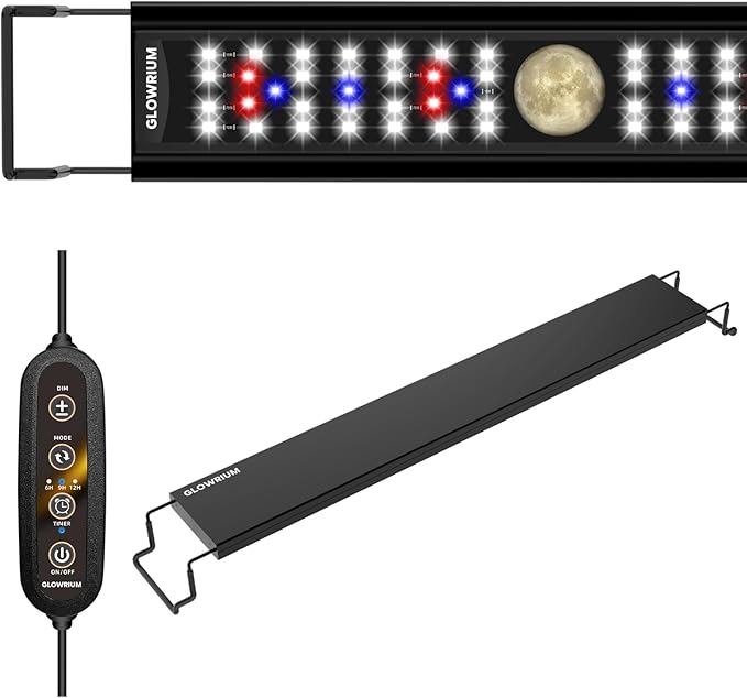 Aquarium Light, LED Full Spectrum Freshwater Aquarium Lights, Daylight/Moonlight Mode and infinitely dimmable, Fish Tank Light with Timer and Auto ON/Off (36-41 in) GLOWRIUM