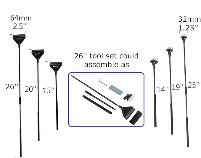 Aquarium Algae Scraper Cleaner Brush with 10 Stainless Steel Blades for Fish Reef Plant Glass Tank 26 Inch QANVEE