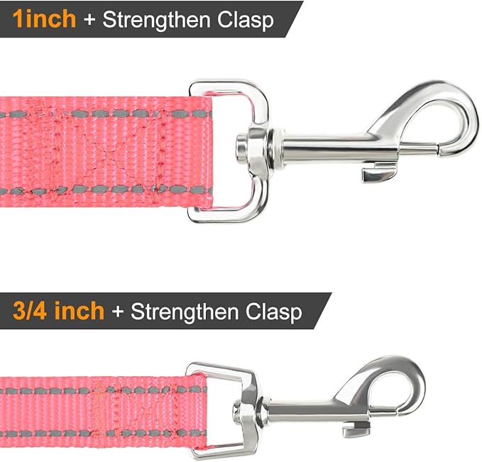 Joytale Double-Sided Reflective Dog Leash, 6 FT/5 FT/4 FT, Padded Handle Nylon Heavy Duty Leashes for Small & Medium Dogs Walking, Pink, 6FT Joytale