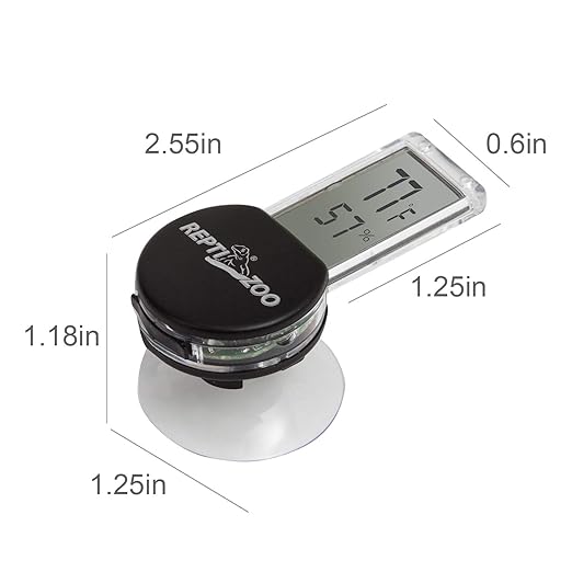 REPTI ZOO Reptile Terrarium Thermometer Hygrometer Digital LCD Display Pet Rearing Box Reptiles Tank Thermometer Hygrometer with Suction Cup REPTIZOO