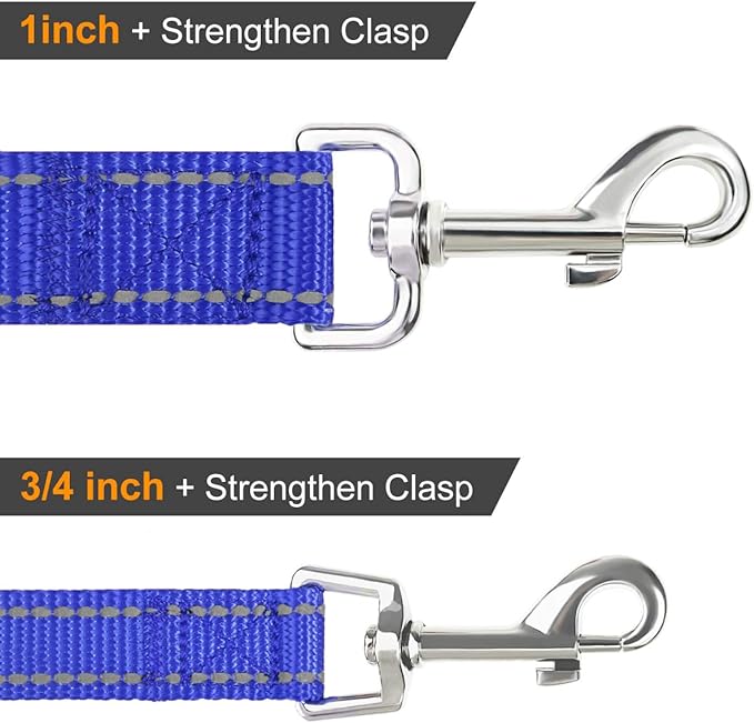 Joytale Double-Sided Reflective Dog Leash, 6 FT/5 FT/4 FT, Padded Handle Nylon Heavy Duty Leashes for Small & Medium Dogs Walking, Navy Blue, 6FT Joytale