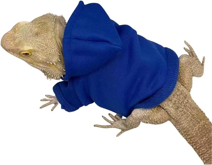Lizards Clothes for Bearded Dragon - Handmade Cotton Hoodies Warm Sweater Coat Reptiles Apparel Costume Skin Protection Photo for Lizard Bearded Dragon Crested Gecko Chameleon (Blue,Large) SEZDEKI