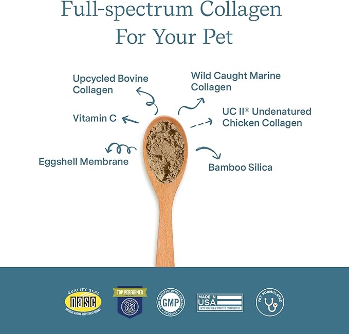 Fera Pet Organics Collagen Plus Cat & Dog Food Topper – Vet Created Support for Pet Joints, Skin, Bone & Immune System with Collagen + Vitamin C – Powder Supplement - 4.23oz FeraPets