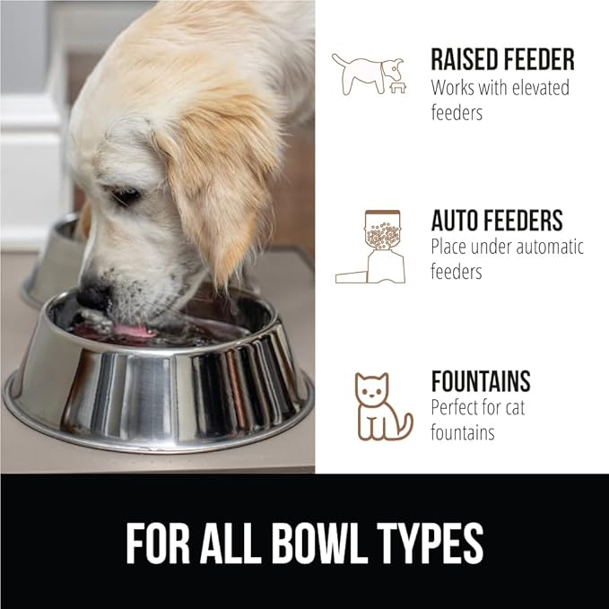 Gorilla Grip 100% Waterproof Raised Edge BPA Free Silicone Pet Feeding Mat, Dog Cat Food Mats Contain Spills Protects Floors, Placemats for Cats and Dogs Water Bowl, Pets Accessories 18.5x11.5 Beige - PAWPICO
