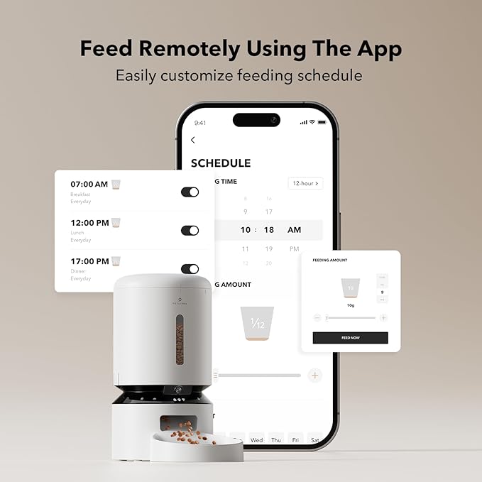 PETLIBRO Automatic Cat Feeder with Camera, 1080P HD Video with Night Vision, 5G WiFi Pet Feeder with 2-Way Audio, Low Food & Blockage Sensor, Motion & Sound Alerts for Cat & Dog Single Tray - PAWPICO