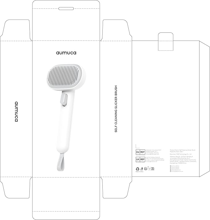 aumuca Cat Brush for Shedding, Cat Brushes for Indoor Cats, Cat Brush for Long or Short Haired Cats, Cat Hair Brush Cat Grooming Deshedding Brush for Dog Kitten Rabbit Massage Removes Loose Fur, White - PAWPICO