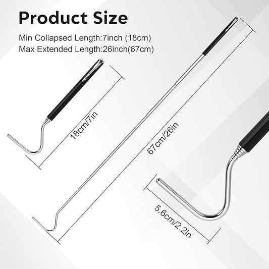 Mini Snake Hook, Stainless Steel Portable Retractable Reptile Hook, Grabber Kit Outdoor Rattlesnake Reptile Handling Tool (2 Pieces) Northspoor
