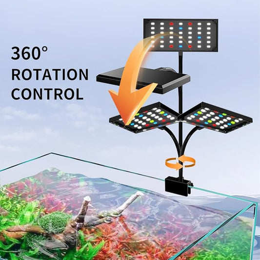 LONDAFISH Aquarium Light Clip on Aquarium Light Fish Tank Lamp Dimmable Full Spectrum Marine LED for Fish Tanks 14 Watts with USB Port Adjustable 360° Flexible Arm Aquarium LED Light (14W,42LEDs) LONDAFISH
