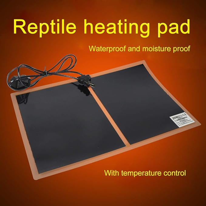 MQ Reptile Terrarium Heat Pad with LCD Digital Aquarium Thermometer, 6 x 11in Power Adjustment Under Tank Heater Mat for Pets, Small Animals, Seedling, 7W MQ