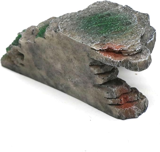 Gecko Hide Shale Scape Step Ledge, Reptile Cave Hideout Tank Accessories Decorations, Great for Reptiles, Amphibians, Leopard Gecko, Lizard, Frogs, Turtle (Small-B-7.3 * 4.4 * 3) relaqcc
