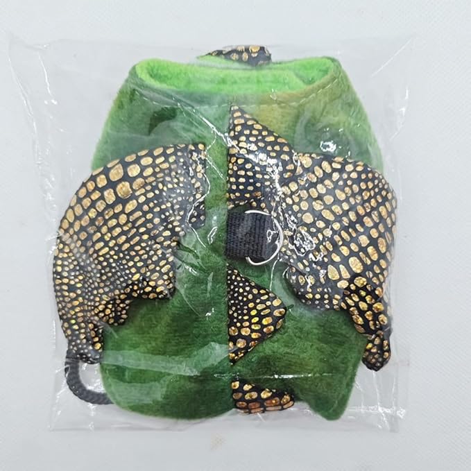 Bearded Dragon Harness Leash Soft Cotton Dinosaur Reptile Lizard Leash for Amphibians Small Pet Animals (Green) HAICHENTEC