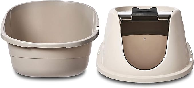 Amazon Basics No-Mess Enclosed Hooded Cat Litter Box, Standard, Multicolor, 21 in x 16 in x 15 in - PAWPICO