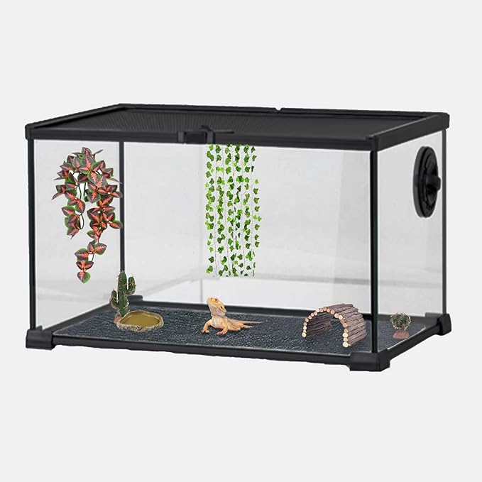 47" x 24" Large Reptile Carpet Terrarium Liner Bedding Reptile Substrate Mat Tank Accessories for Bearded Dragon Snake Lizard Tortoise Leopard Gecko (Black) Mechpia