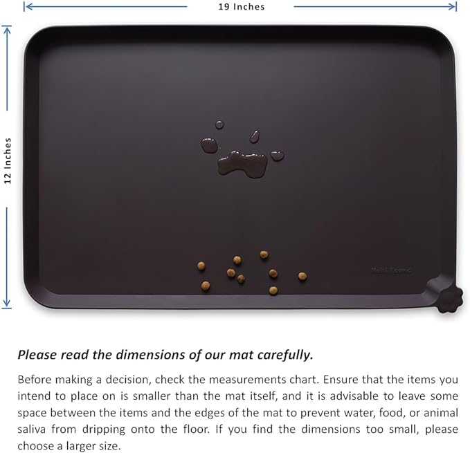 Hoki Found Silicone Pet Food Mats Tray - High-Lips Pet Dog Cat Bowl Mats - Dog Pet Cat Feeding Mat - Waterproof Dog Cat Food Mats -Pet Water Mats for Floors - Dark Oak - PAWPICO