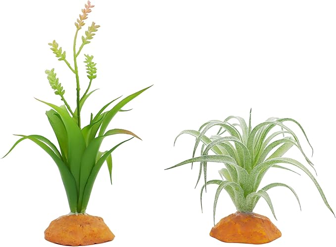 JIHAQUA Reptile Terrarium Decor 2-Piece Realistic Succulent Set,Lifelike Plastic Plants for Geckos, Bearded Dragons,Snakes,Turtles,Lizards,Insects Reptile Habitats JIHAQUA