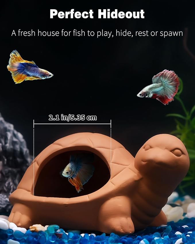 Uniclife Aquarium Turtle Ornament Fish Tank Decoration Ceramic Turtle Animal Hut for Fish Tank Landscape Aquarium Hideout Hideaway Spawning Cave Decor for Shrimp Betta Goldfish and Reptiles UnicLife