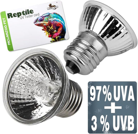UVA UVB Reptile Light Bulbs 4 Pack 50W,Basking Light Heat Lamp for Reptiles and Amphibian Tank Terrariums Cage for Turtle,Bearded Dragon, Works with Various Lamp Fixtures Come with UV Test Card bestchoiceforyourreptiles