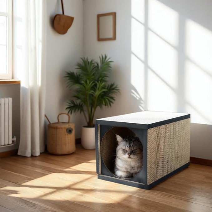 Cat Scratcher Tunnel, cardboard cat house, scratching post for Indoor cats, 360 degree comfort, durable design, odor-free, easy assembly, perfect for playful kittens and adult cats, blackwood - PAWPICO