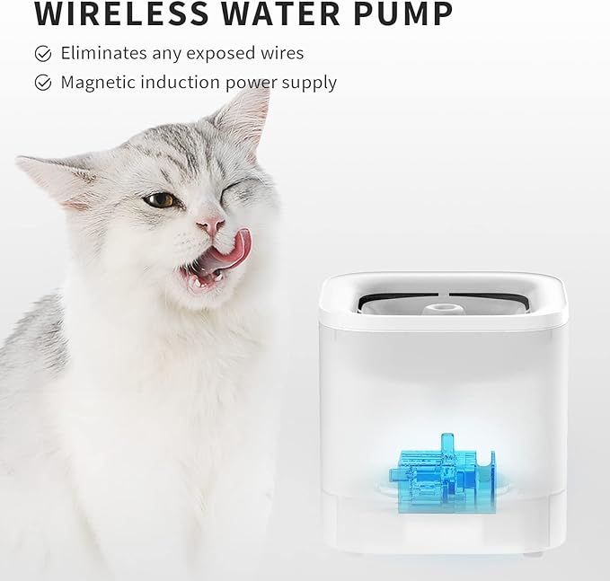 PETKIT New Cat Water Fountain with Wireless Pump, Ultra Quiet 65oz/1.85L Pet Water Fountain for Cats and Dogs Inside, Detachable Design Easy to Clean and Assemble, Filters Included - PAWPICO