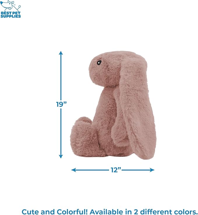 Best Pet Supplies Interactive Bunny Buddy Dog Toy with Crinkle and Squeaky Enrichment for Small and Medium Breed Puppies or Dogs, Cute and Plush - Bunny (Mauve) - PAWPICO
