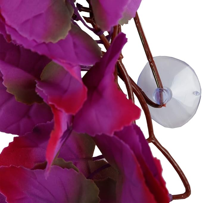 Reptiles Plants, 2 Pieces Hanging Silk Terrarium Pink Leaves Décor, Terrarium Plants for Bearded Dragons,Lizards,Geckos,Snake Pets, Reptile & Amphibian Habitat Plants PAWPICO