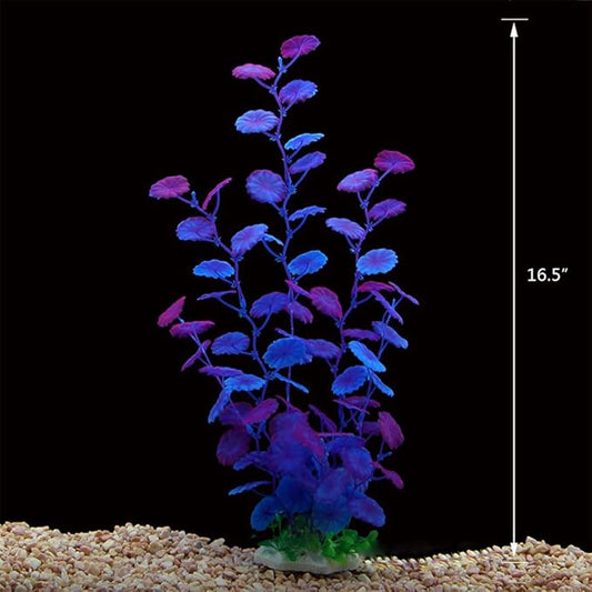 2Pcs Aquarium Decorations Artificial Plants for Fish Tank,12 inches,Safe for All Fish (AL68 Purple 2 Pcs) ALEGIAquarium