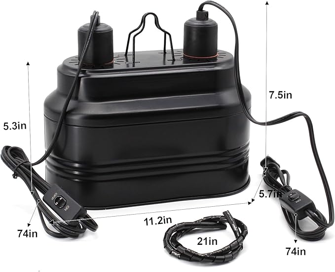 Reptile Dual Light Fixture, Reptile Heat Lamp Fixture with Separate Switches Fit for UVB Bulb Basking Heat Bulb for Reptile Glass Terrariums WelcometoMECESORReptileWorld