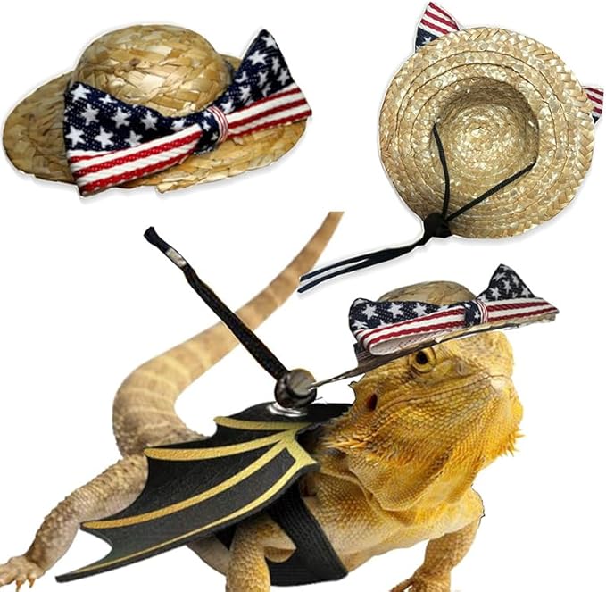 Bearded Dragon Pet Caps Tiny Pet Costume Supplies Party Daily Decor Small pet Adjustable for Bearded Dragon Lizard Reptiles HOKABLE