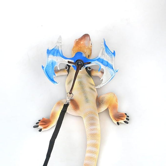 Bearded Dragon Leash and Harness Set, Bearded Dragon Leash with Wings Silicone,Stylish and Colorful Design,Deal for Amphibians and Other Small Pet Animals (Grey and Blue Gradient) Enrichoice