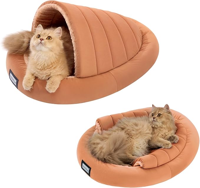 Balance 2 in 1 Cat Bed Cave for Kittens and Small Dogs, Cat Tents for Indoor Cats, Covered Cat Beds with Removable Cushion, Calming Cat Nest, Cat Hideaway, Washable Cat House with Non-Slip Bottom - PAWPICO