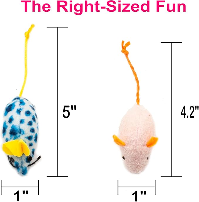 Fashion's Talk Mouse Catnip Cat Toys Soft Plush Catnip Mice Assorted Style Catnip Cat Toys Variety Pack 32 Count - PAWPICO