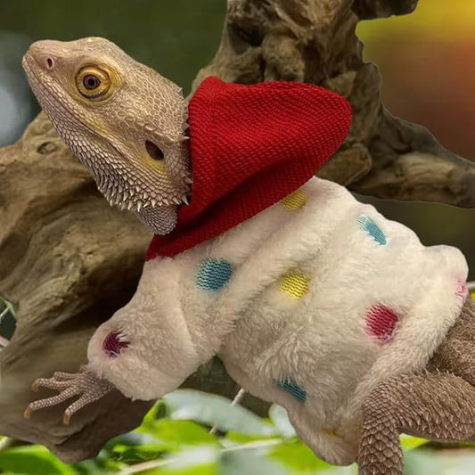 Lizard Clothes for Bearded Dragons Reptile Apparel Handmade Cotton Material Hoodies Gift for Lizard Small Animal Gecko Chameleon(Dot Pattern) HOKABLE