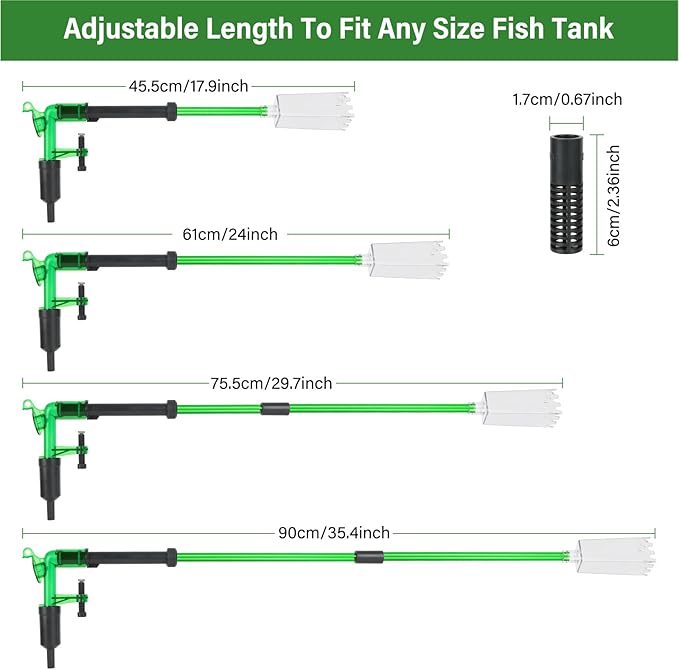 AQQA Aquarium Siphon Gravel Vacuum Fish Tank Cleaner kit,Stress Ball Python Water Changer,Extendable Length and Fixed On Fish Tank,Manually Water Changer Wash Sand (L) AQQA