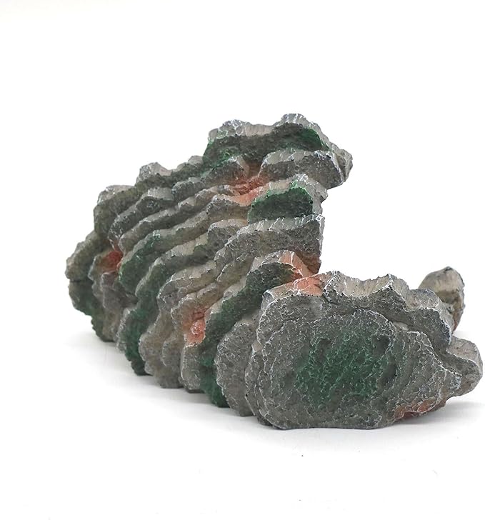 Gecko Hide Shale Scape Step Ledge, Reptile Cave Hideout Tank Accessories Decorations, Great for Reptiles, Amphibians, Leopard Gecko, Lizard, Frogs, Turtle (Small-B-7.3 * 4.4 * 3) relaqcc