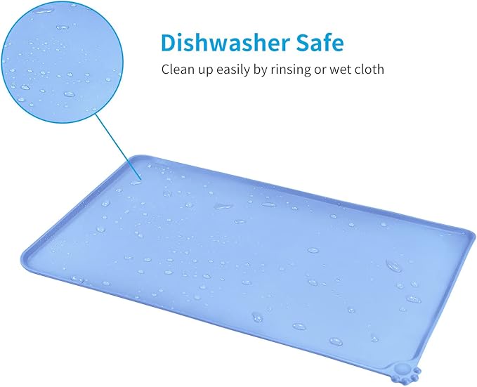 AUDWUD Silicone Waterproof Dog Cat Pet Feeding Mats,Anti Slip Pet Bowl Mats,Pet Feeding Mat, 28" x 18" - PAWPICO