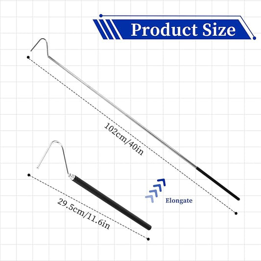 40 Inch Snake Hook, Stainless Steel Extensible Grappling Hook, Pick-Up Handling Tool, Pet Snake Accessories, Pool Skimmer Basket Hook ZEYIYER