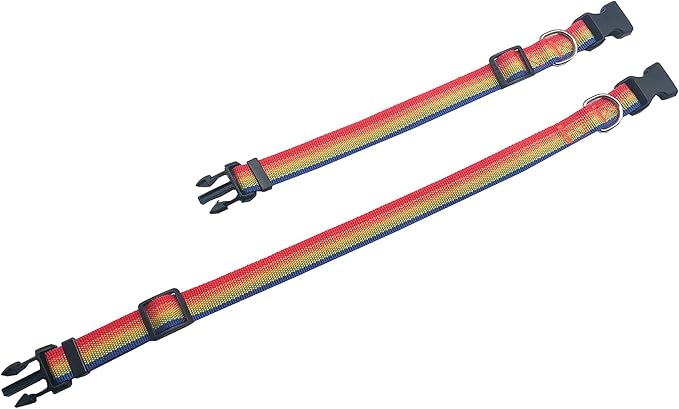 Adjustable Nylon Dog Collar, pet Collar 1 Inch 3/4 Inch 5/8 Inch Wide, for Large Medium Small Dogs (S(5/8" x 11-16"), Rainbow) - PAWPICO