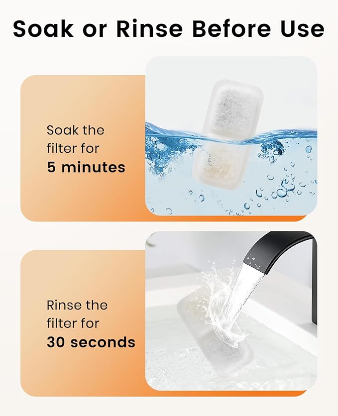 oneisall Cat Water Fountain Filters Replacement, 8 Pack Cat Fountain Filters for 67oz/2L Stainless Steel Cat Fountain Filters, Filters for Cat Water Fountain Easy to Install and Clean - PAWPICO
