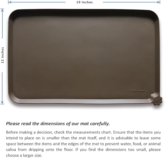 Hoki Found Silicone Pet Food Mats Tray - Non Slip Pet Dog Cat Bowl Mats Placemat - Dog Pet Cat Feeding Mat - Waterproof Dog Cat Food Mats -Pet Water Mats for Carpet - Coffee - PAWPICO