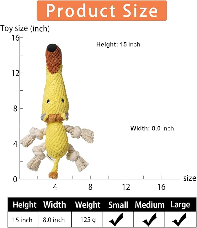 Sedioso Dog Toys, Dog Plush Toy for Large Breed, Cute Squeaky Dog Toys with Crinkle Paper, Dog Chew Toys for Puppy, Small, Middle, Big Dogs (Lion(Yellow)) - PAWPICO