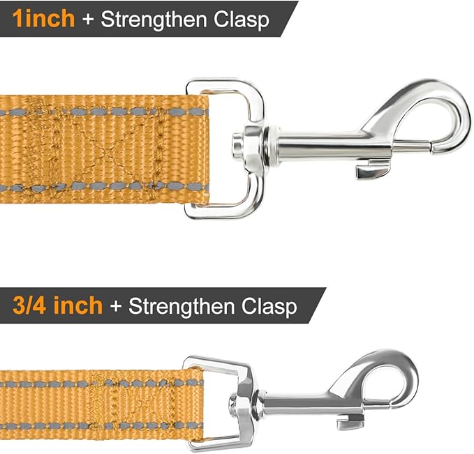 Joytale Double-Sided Reflective Dog Leash, 6 FT/5 FT/4 FT, Padded Handle Nylon Heavy Duty Leashes for Medium & Large Dogs Walking, Khaki, 6FT Joytale
