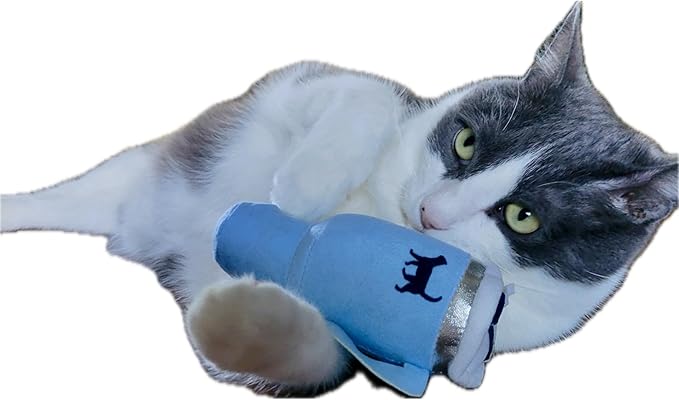 Kitty Cup Tumbler Cat Toy – Cute Cat Toy with Catnip, Crinkle Cat Toys for Cat Birthdays or Christmas, Funny Cat Toys for Kittens (Chambray Blue) - PAWPICO