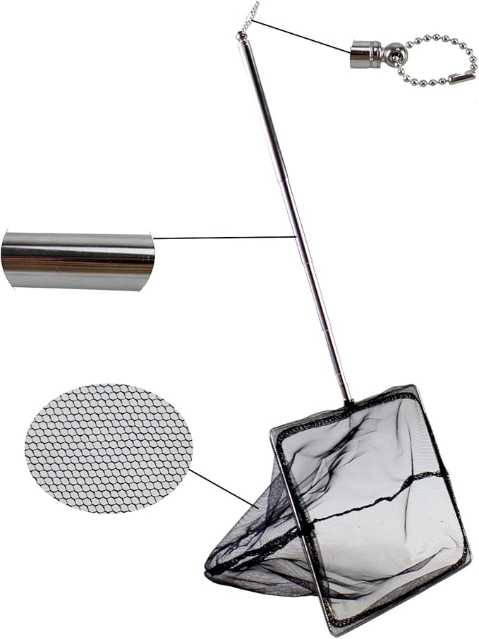 AQUANEAT Fish Net Aquarium,Fish Tank Net,Aquarium Net with Extendable Long Handle (8 Inch) Aquaneat