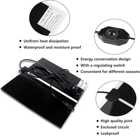 2 Pack Reptile Under Tank Heating Pad, Hermit Crab Heater with Temperature Control, Waterproof Adjustable Terrarium Heat Mat Warmer for Gecko Snake Lizard Turtle Tortoise Spider Frog (11 x 11 Inch) Tfwadmx
