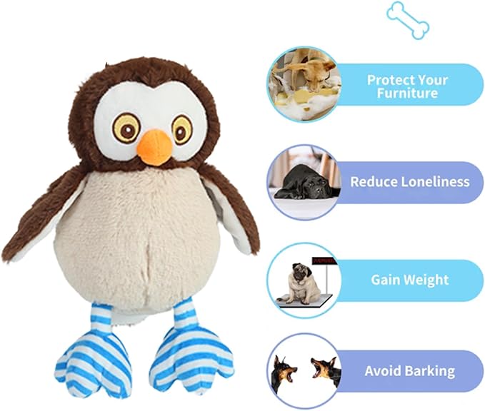 DODODOLA Dog Toys Stuffed OWL Dog Toy Plush Animals Chew Toy Soft Squeaky Puppy Toys Dog Gift Toys for Small Medium Big Large Dogs Pet - PAWPICO