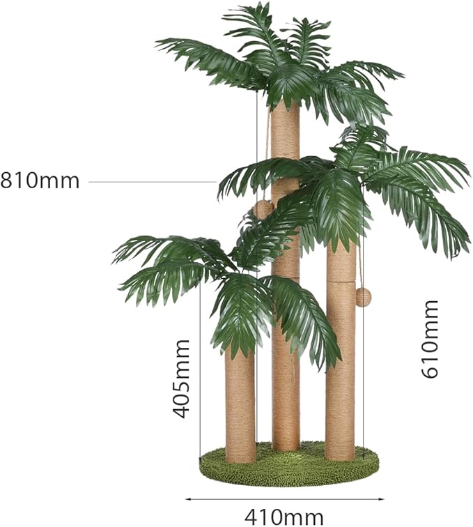 31.5Inch Cat Scratching Post,Cat Scratcher Tree with 3 Scratching Poles & 2 Interactive Dangling Balls,Cats Scratching Posts for Indoor Kitten & Adult Cats - PAWPICO