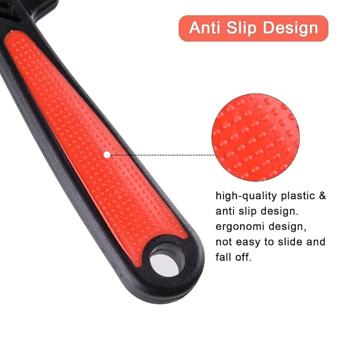 2 Pieces Fine Tooth and Wide Tooth Dog Grooming Comb - Rubber Handle Hair Comb for Small Dogs & Cats with Flea and Tick Removal (2PCS, Black Red) iluadme