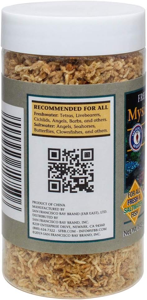 San Francisco Bay Brand Freeze-Dried Mysis Shrimp - Premium Fish Food, Tetra Fish Food, Tropical Fish Food - Ideal for Freshwater and Saltwater Fish, Cichlids, Angels, Seahorses - 0.49 oz (14g) SanFranciscoBayBrand