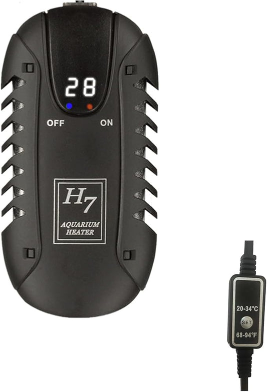 Mini Aquarium Heater 25W Small Fish Tank Heater 25 Watt with External Temperature Controller, LED Display, Used for 5-10 Gallon Tank ZHGSERVU