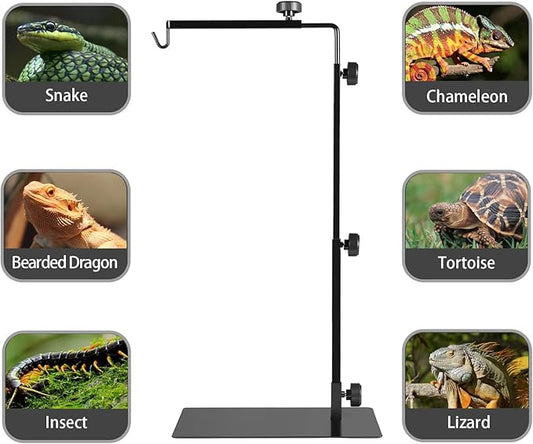 Reptile Metal Lamp Stand, Adjustable 24 to 38 in of The Basking Light Floor Holder Heat Lamp Bracket, Suitable for Snake Turtle Bearded Dragon Chameleon Habitat Terrarium Tank Accessories BOURDSERK